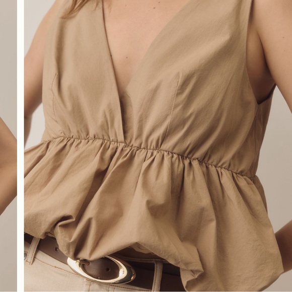 Maeve Plunge Bubble-Hem Top - Picture 2 of 3